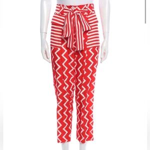3.1 Phillip Lim Red and White Zigzag Pants